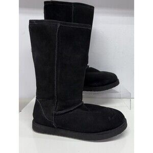 Melrose Ave Tally Black Suede Mid Calf Boots Size 9 Faux Shearling Lined